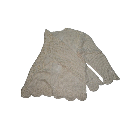 Women's LEF Crochet Cardigan Sweater 1XL White Ivory Long Sleeve - Picture 6 of 7